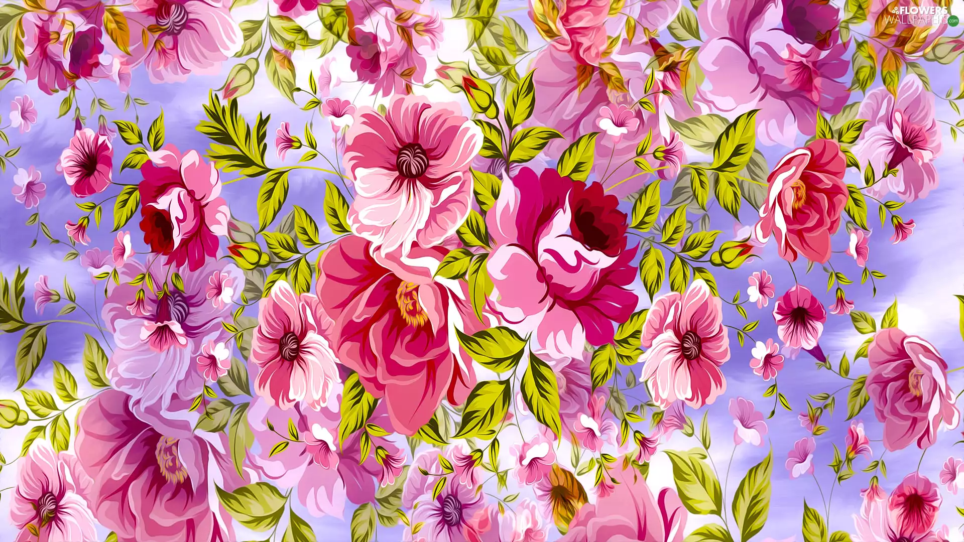 Flowers, Twigs, graphics, roses