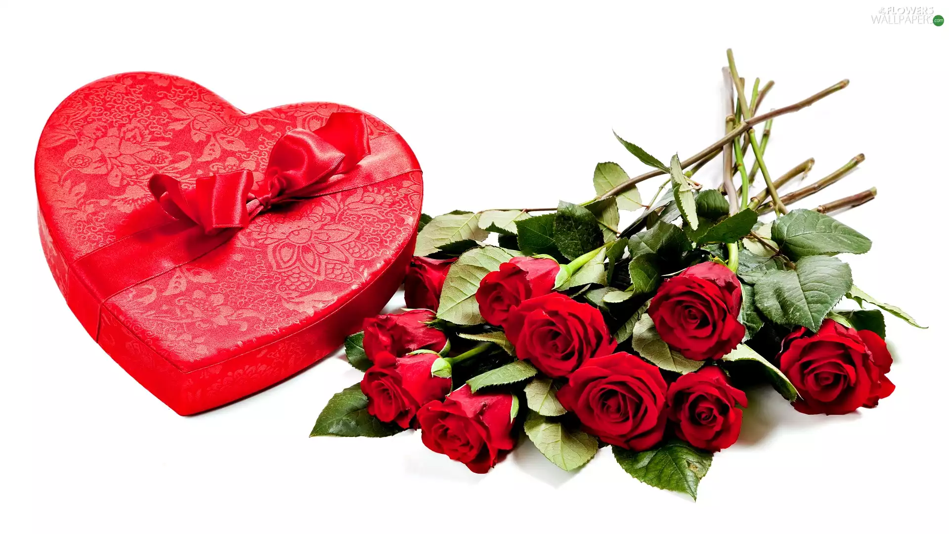 Flowers, Box, Heart, roses