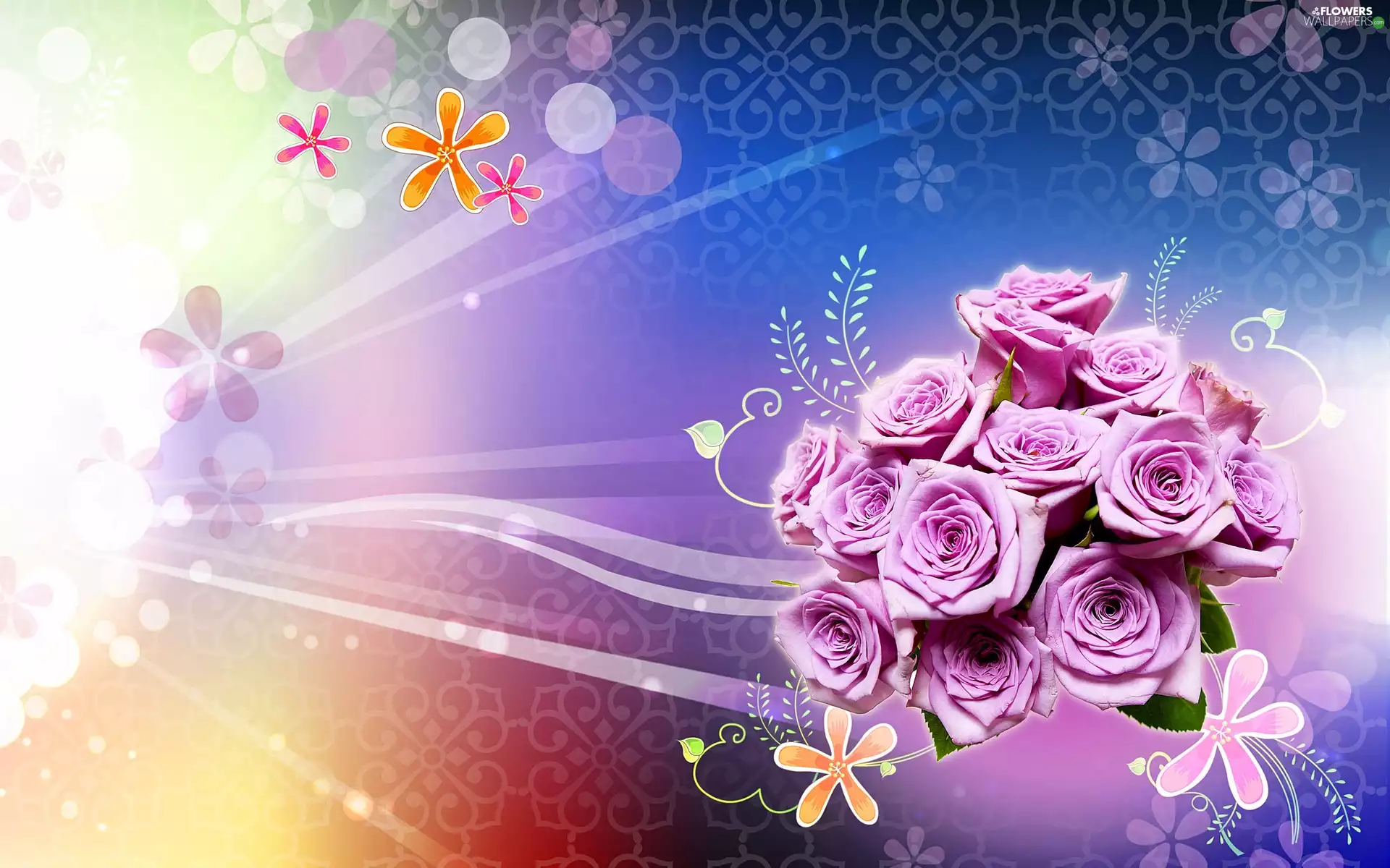 Purple, graphic, background, roses