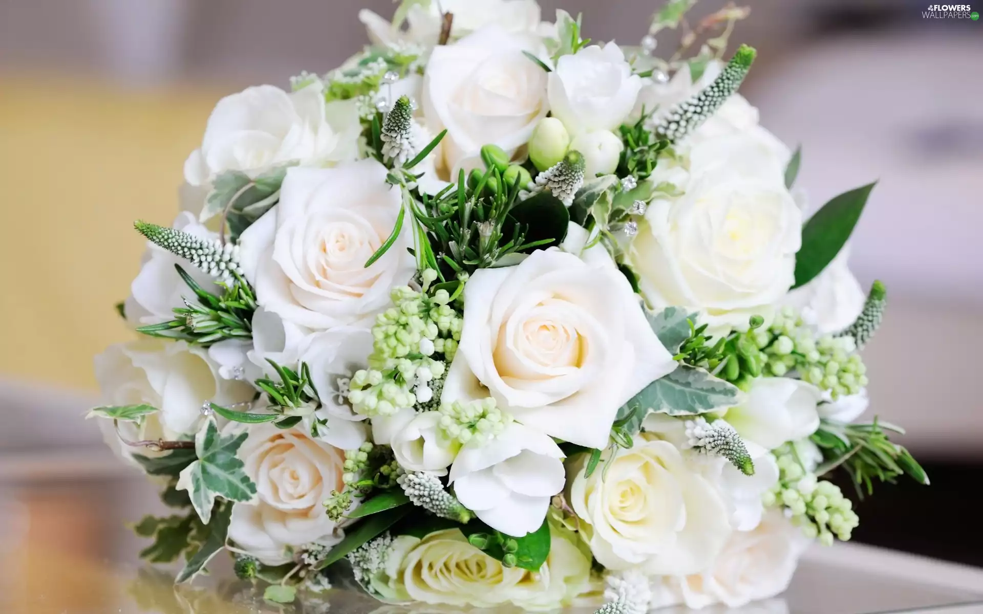 roses, bouquet, White