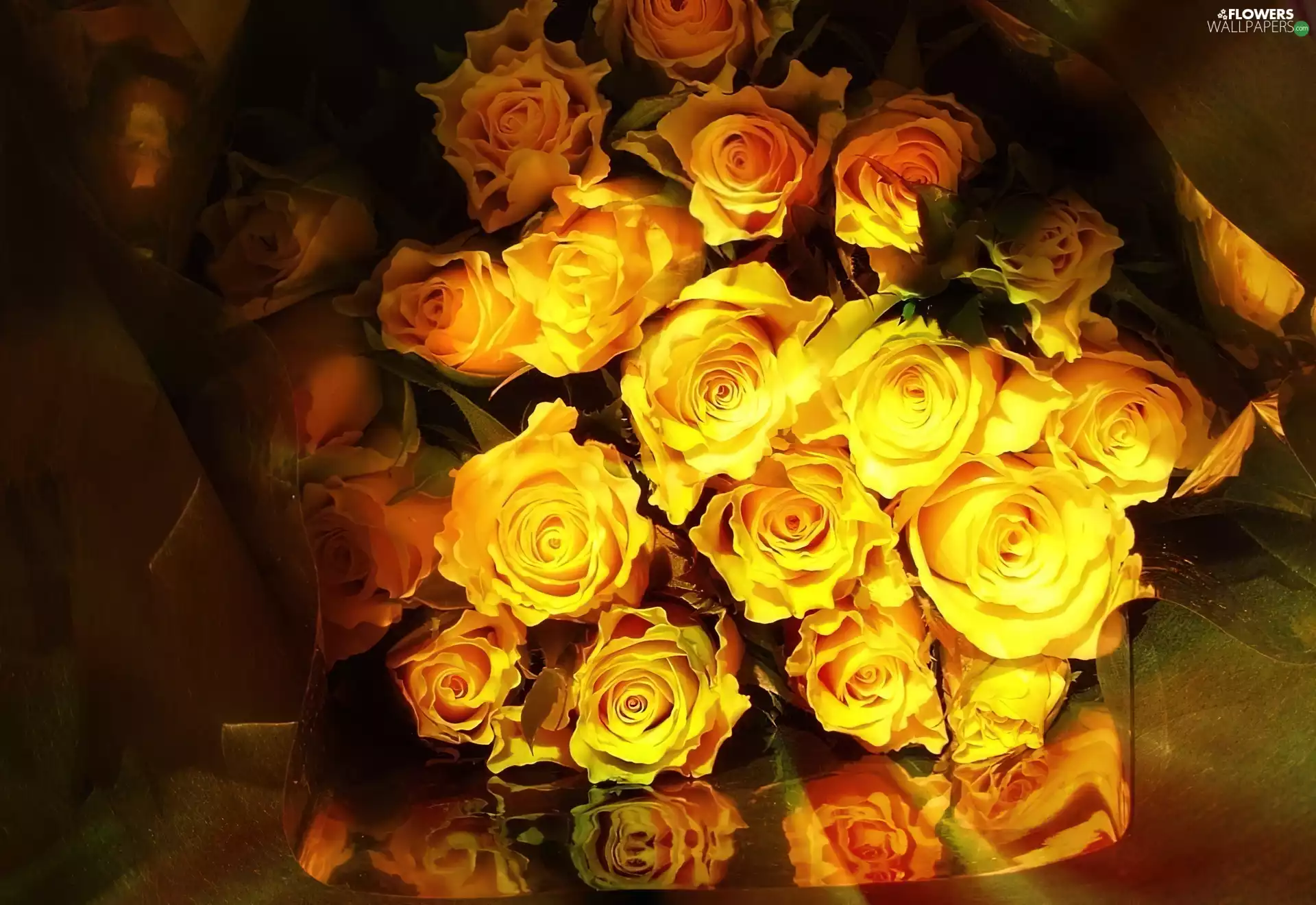 roses, bouquet, Yellow