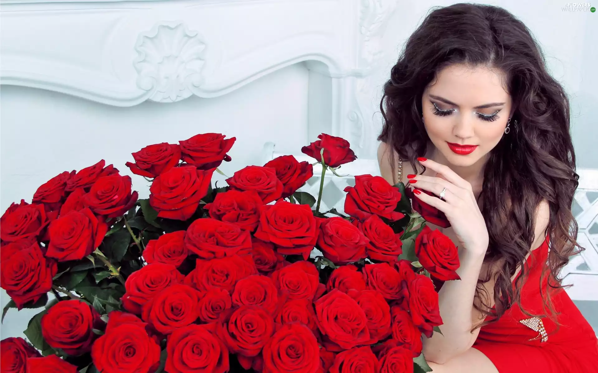 rouge, model, bouquet