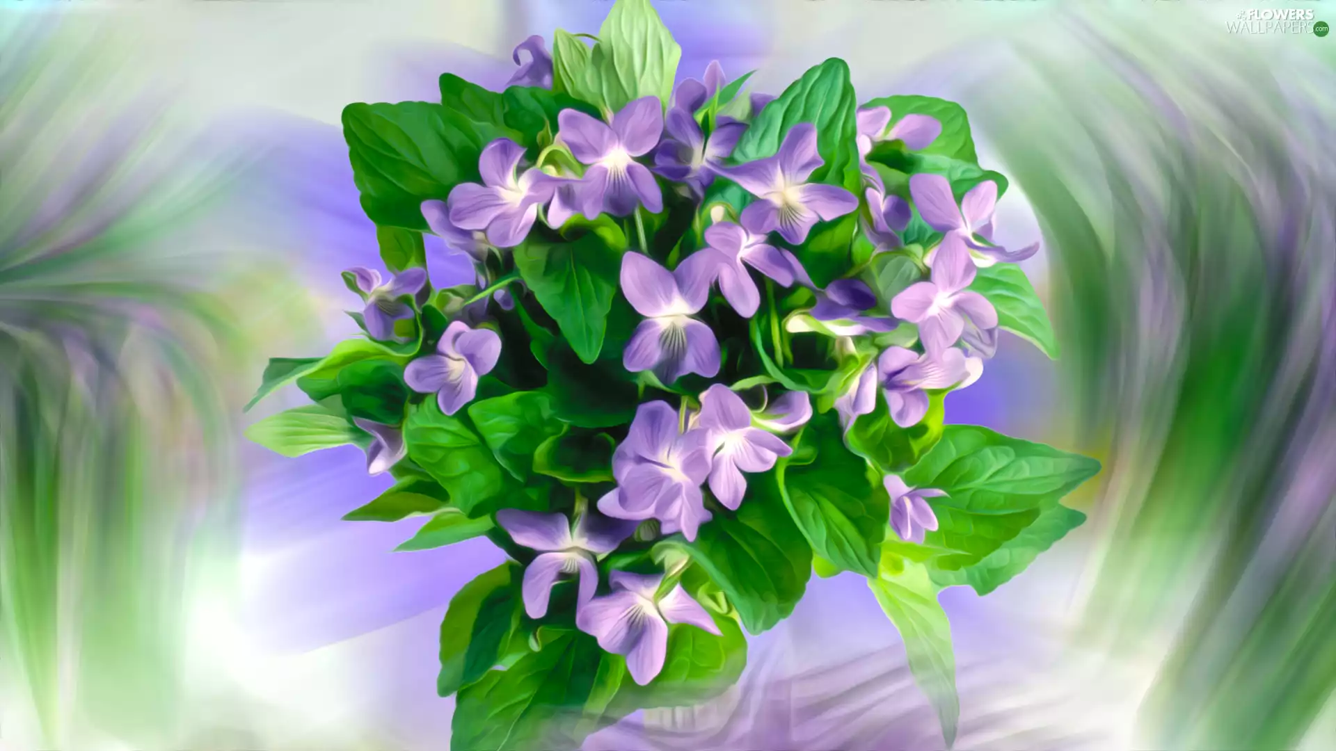 Flowers, small bunch, graphics, Violets