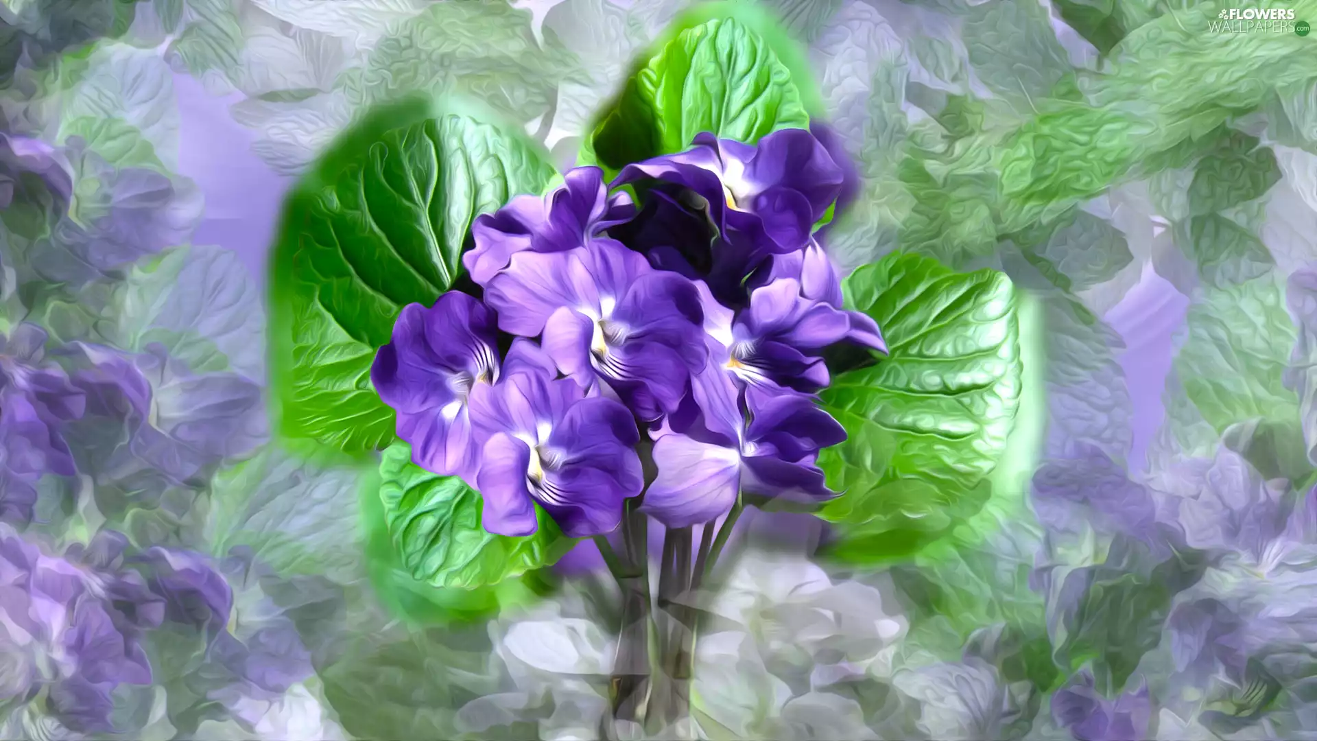 fragrant violets, graphics, small bunch, violets, Flowers