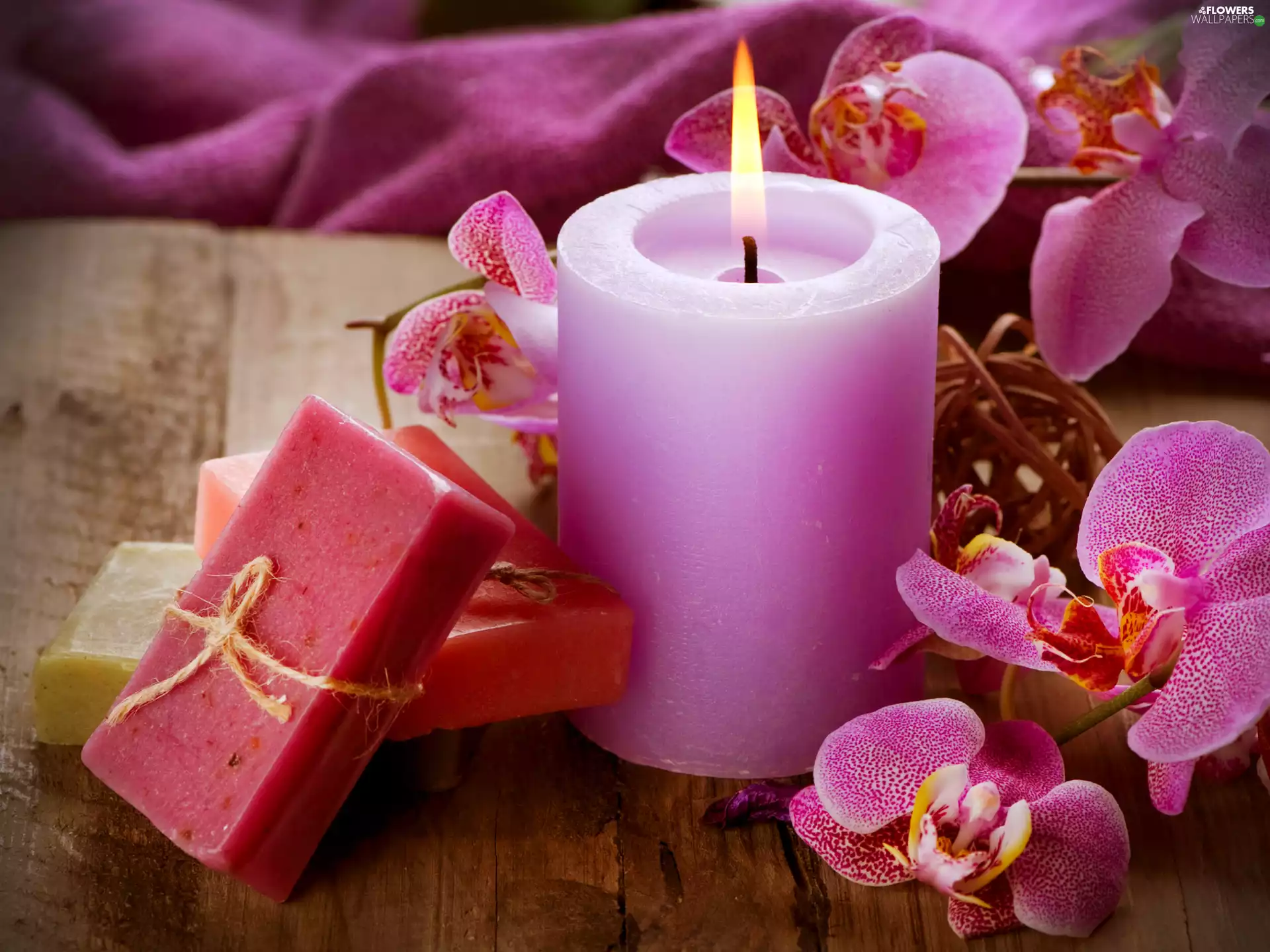 soap, Spa, Candle, orchid, Pink