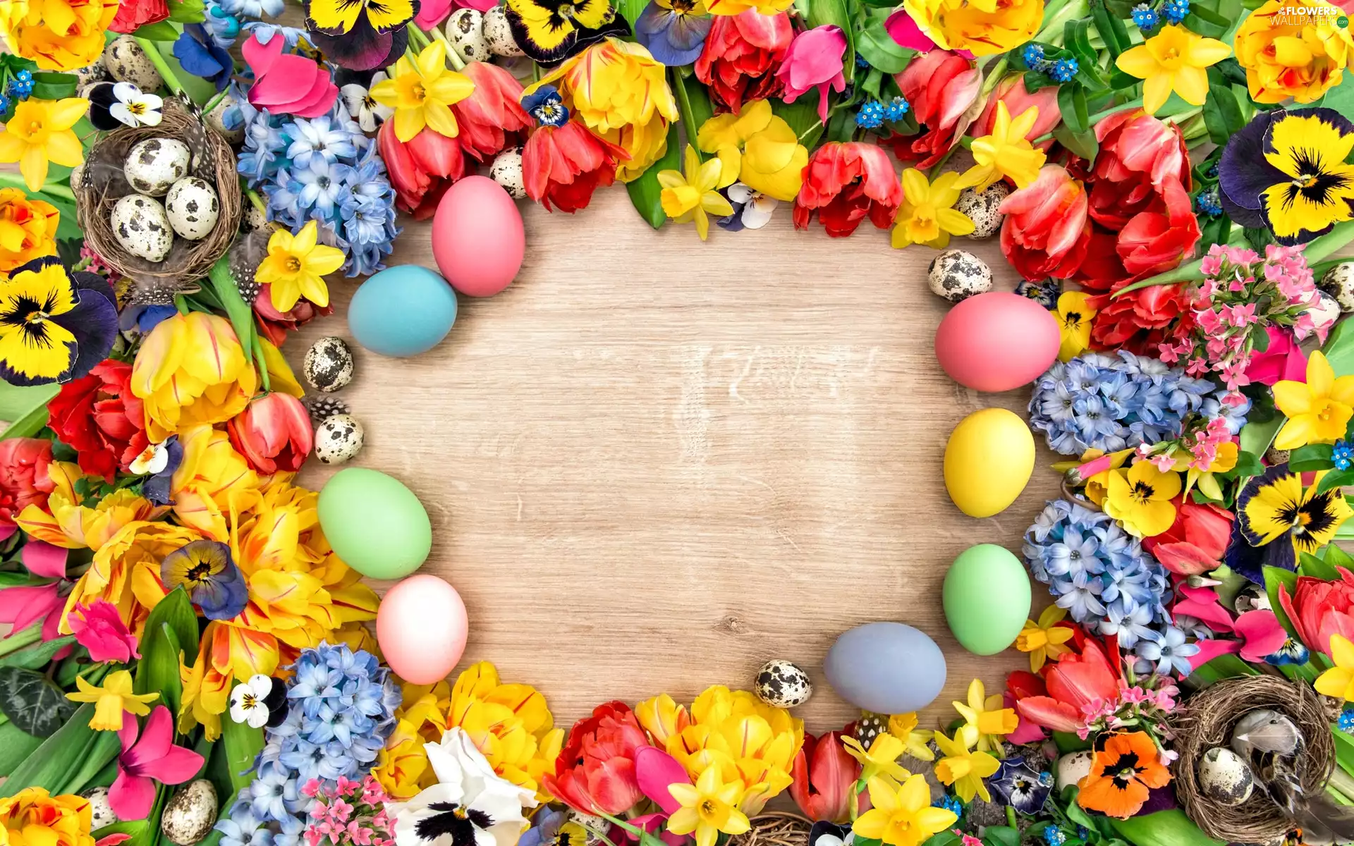 Easter, Flowers, eggs, Spring