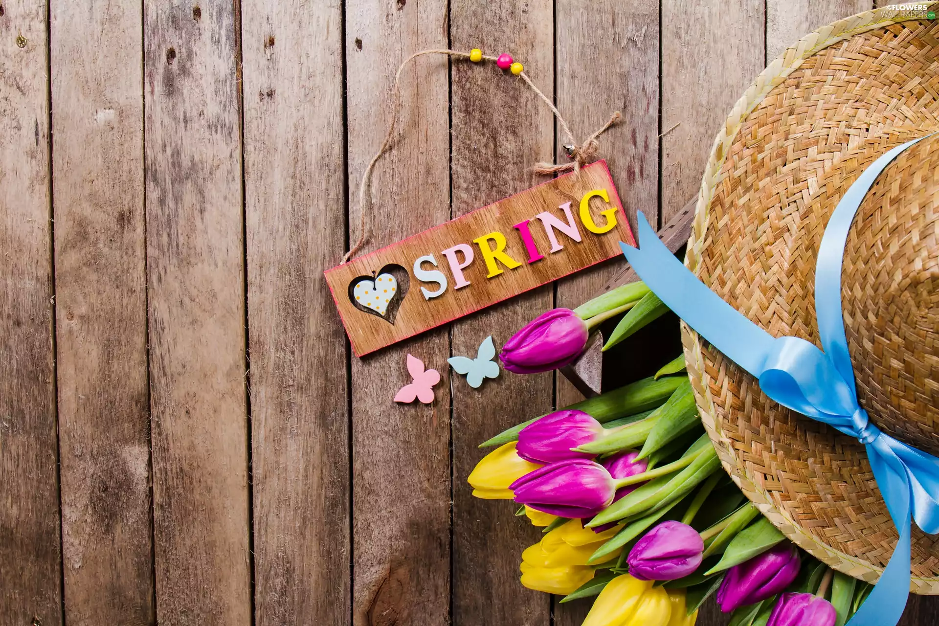 Hat, Spring, text, Spring, plate, Tulips