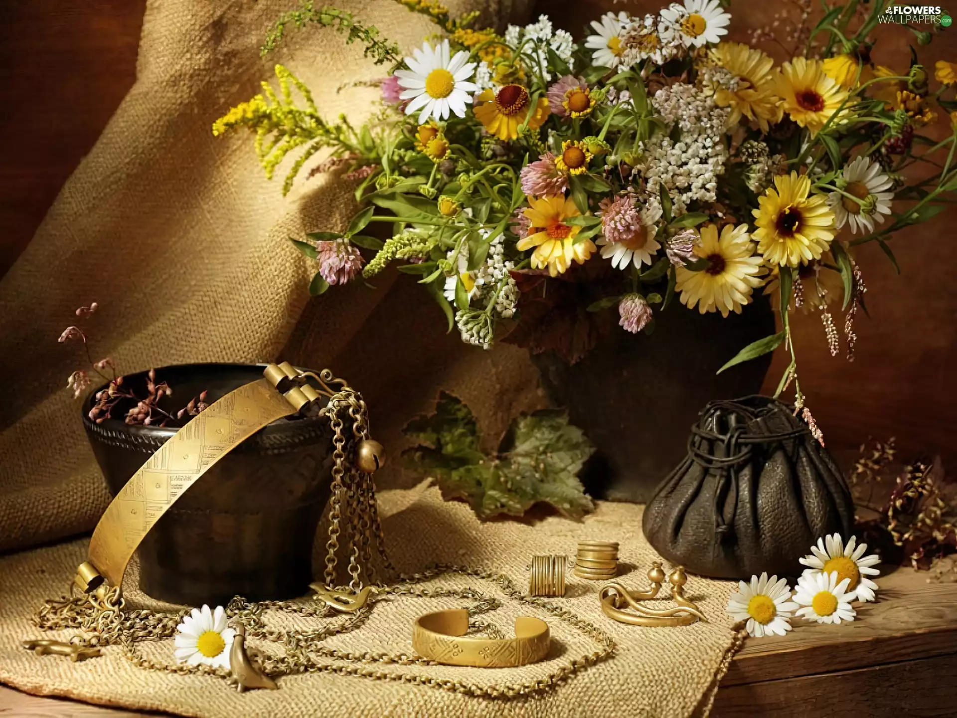 strings, Flowers, bag