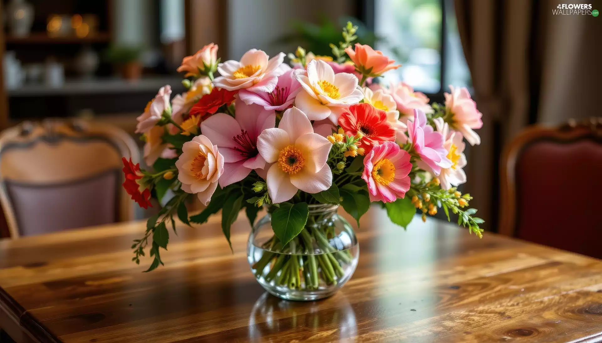 Vase, Table, color, Flowers, bouquet