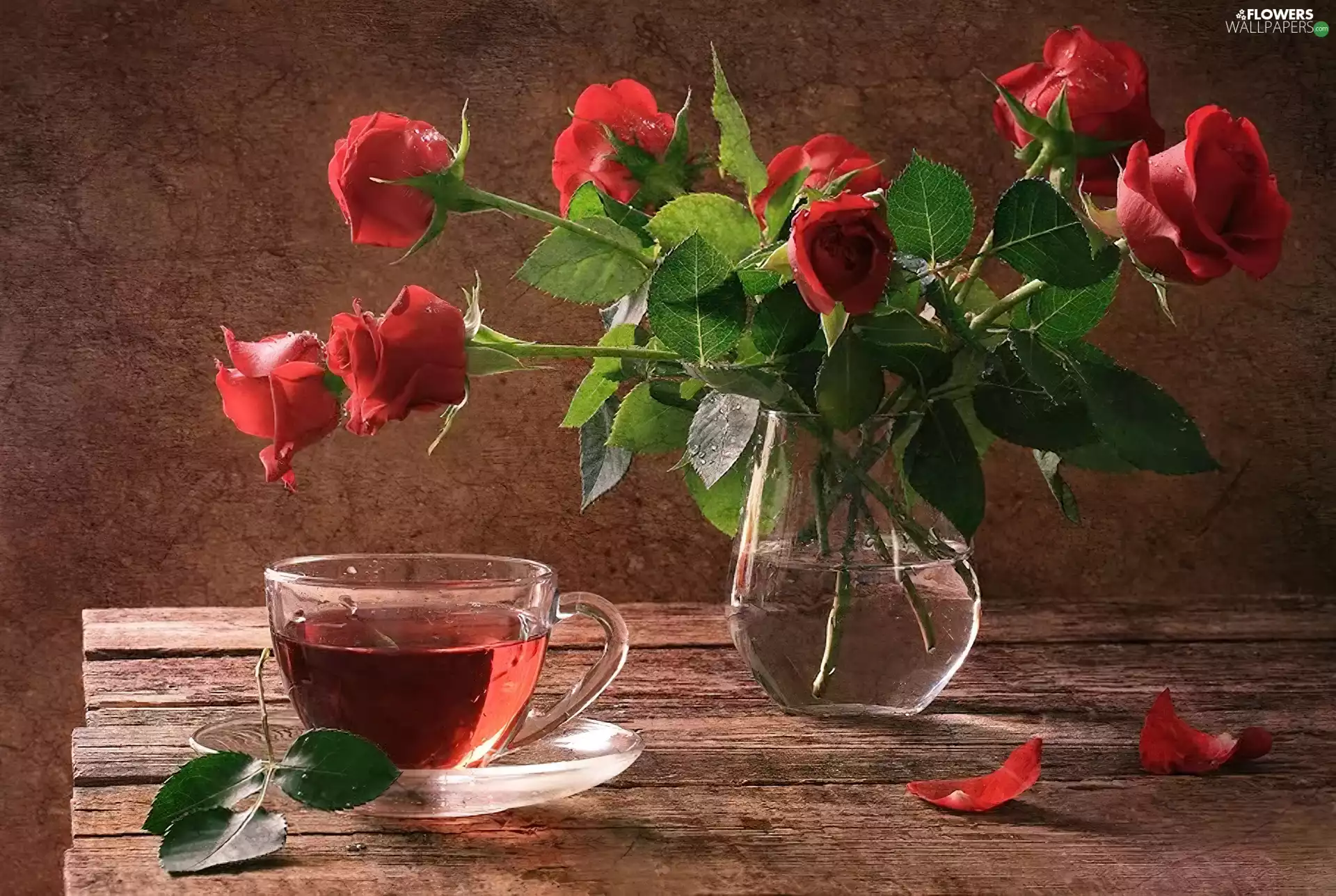 tea, bouquet, rouge