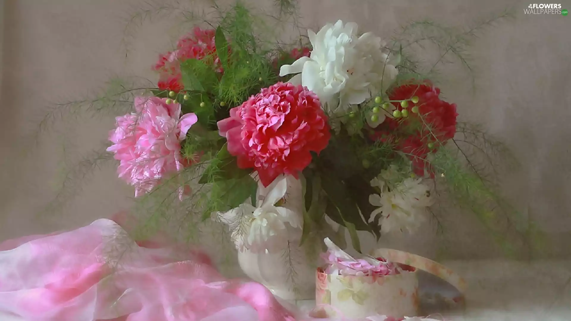 color, bowl, textile, Peonies