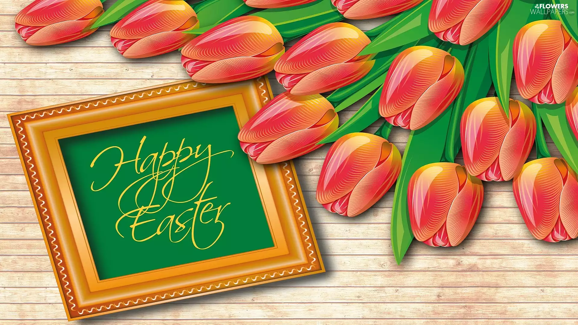 frame, 2D Graphics, Tulips, text, Easter