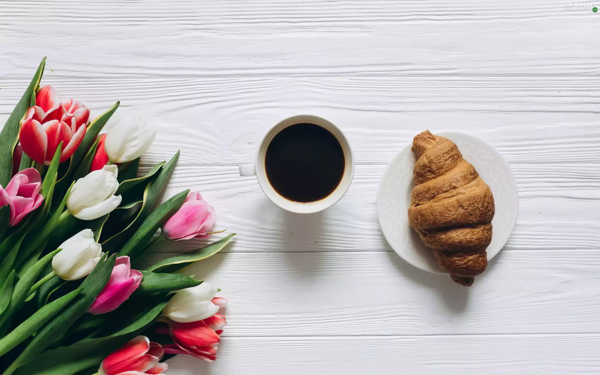 coffee, Tulips, plate, twirl, Flowers, cup, boarding