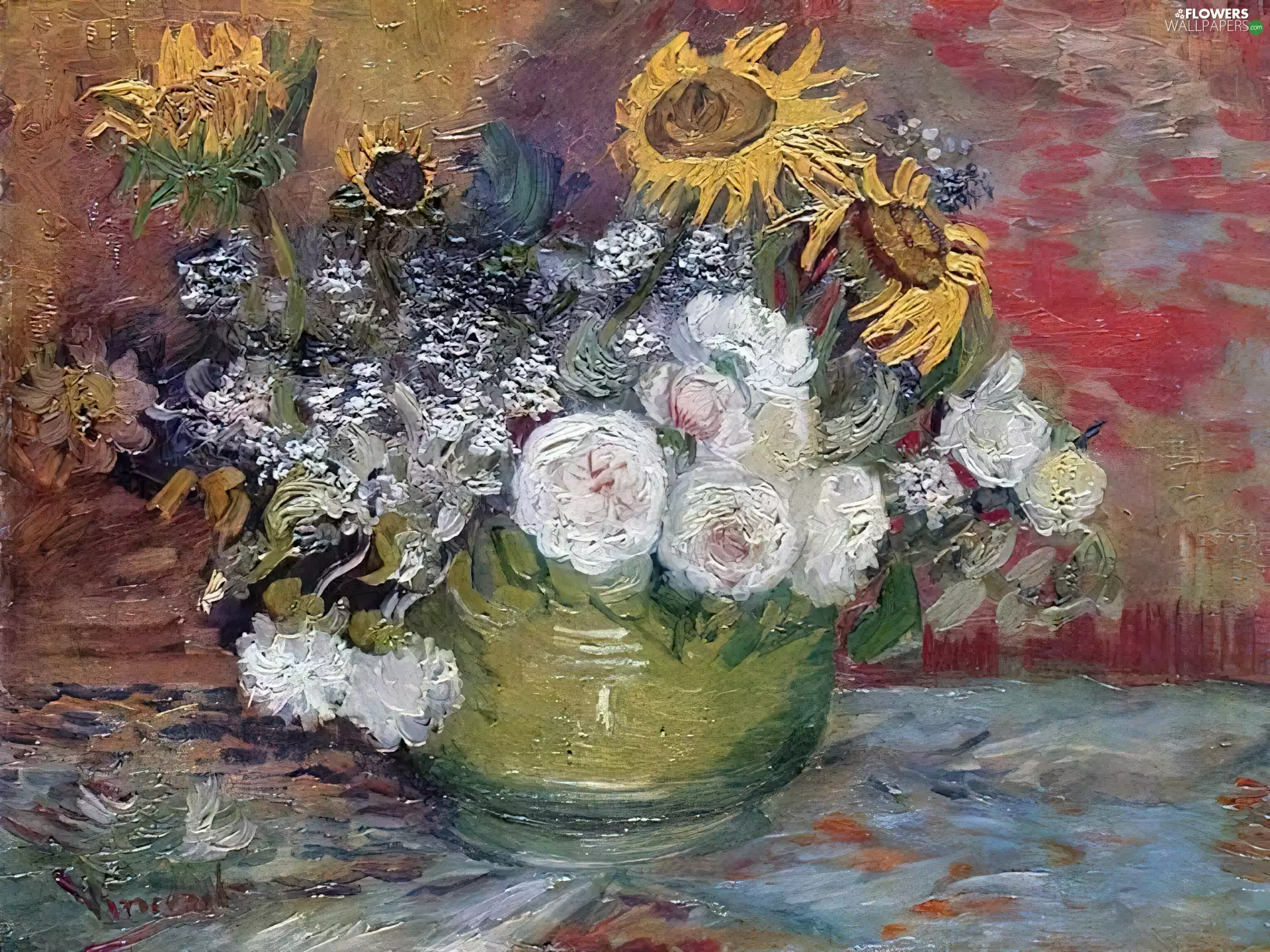 Flowers, bouquet, Vincent Van Gogh, color, picture