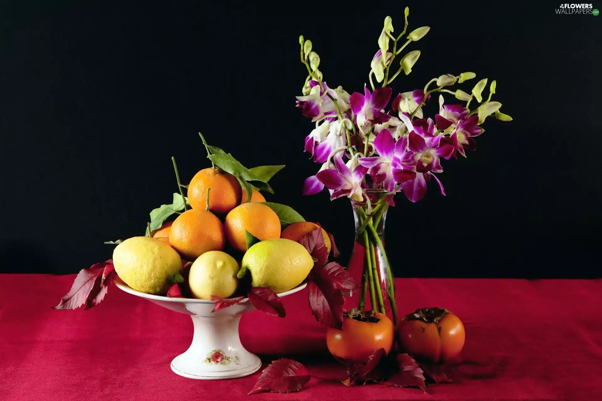 bouquet, Fruits, lemons, Vase
