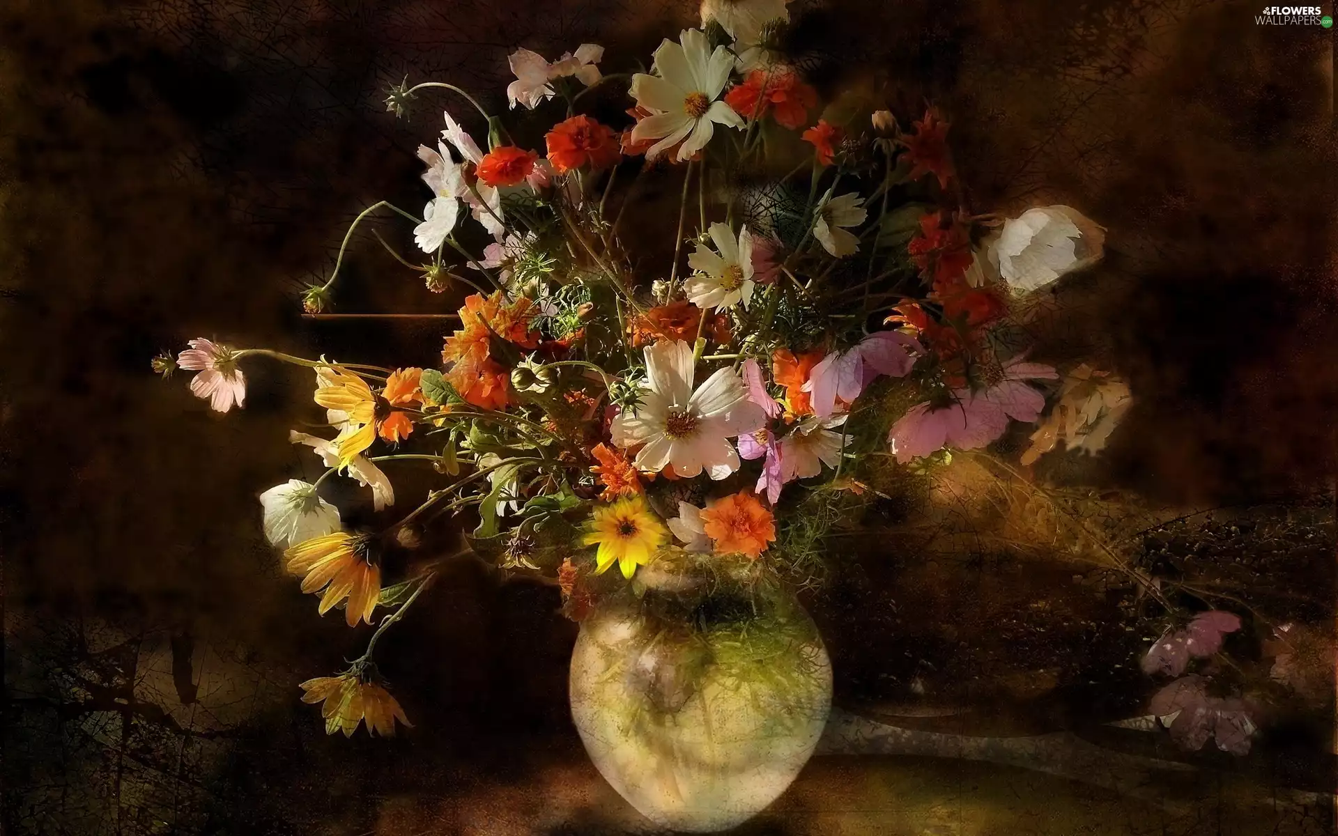 Vase, bouquet, flowers