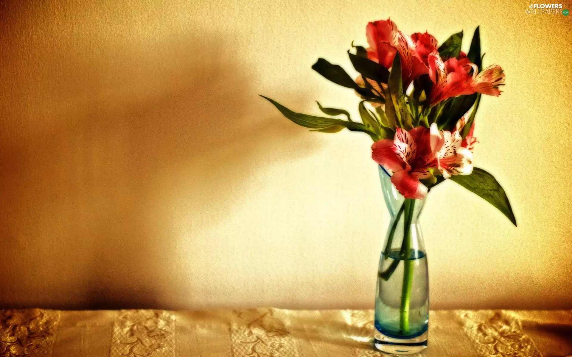Tiger, Vase, Flowers, Lily, bouquet