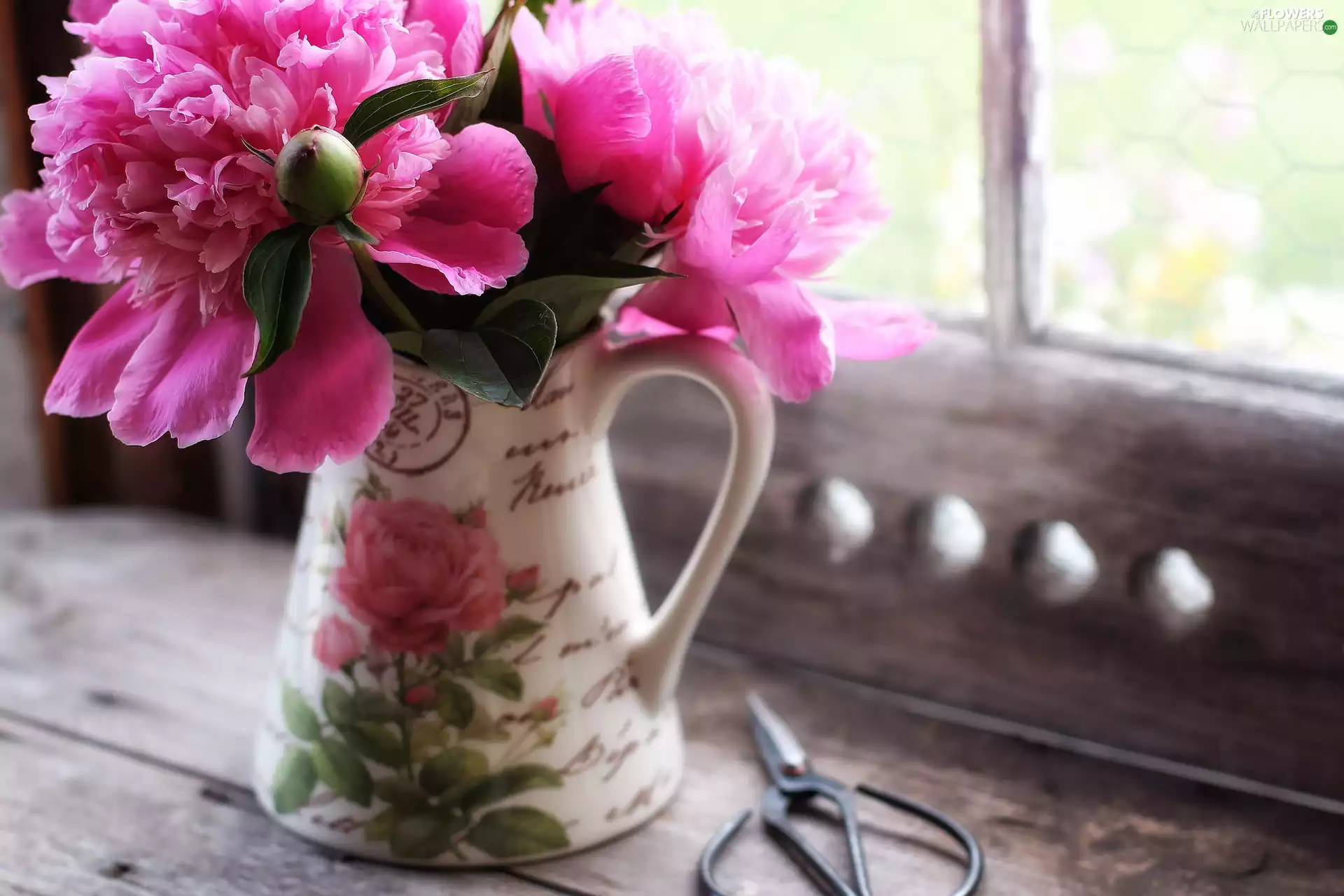 Vase, Pink, Peonies