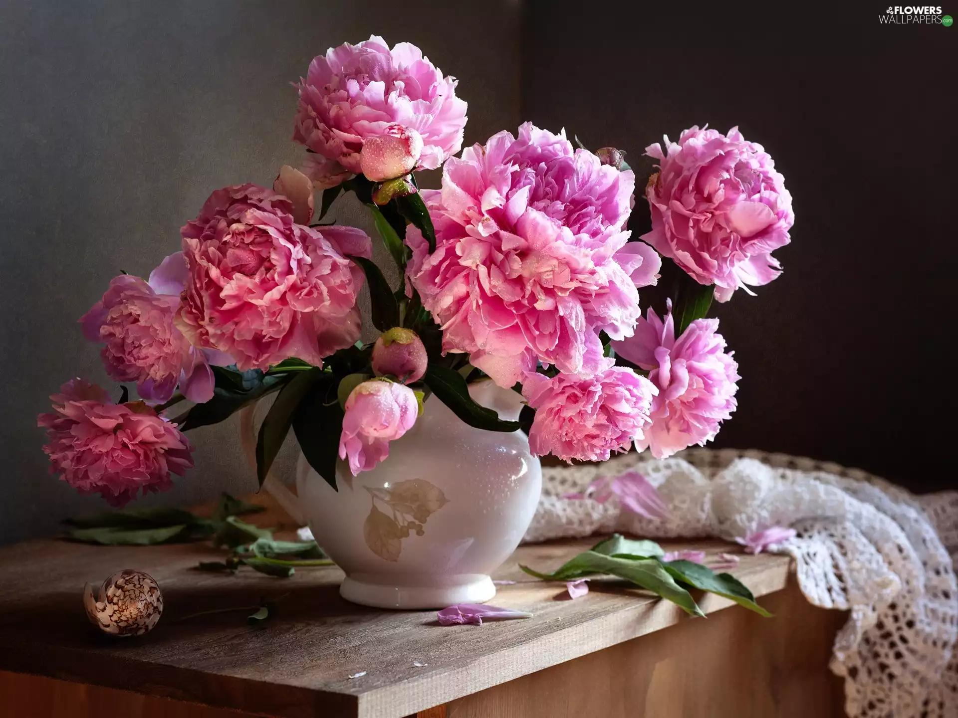 bouquet, Vase, Pink, Peonies, Flowers