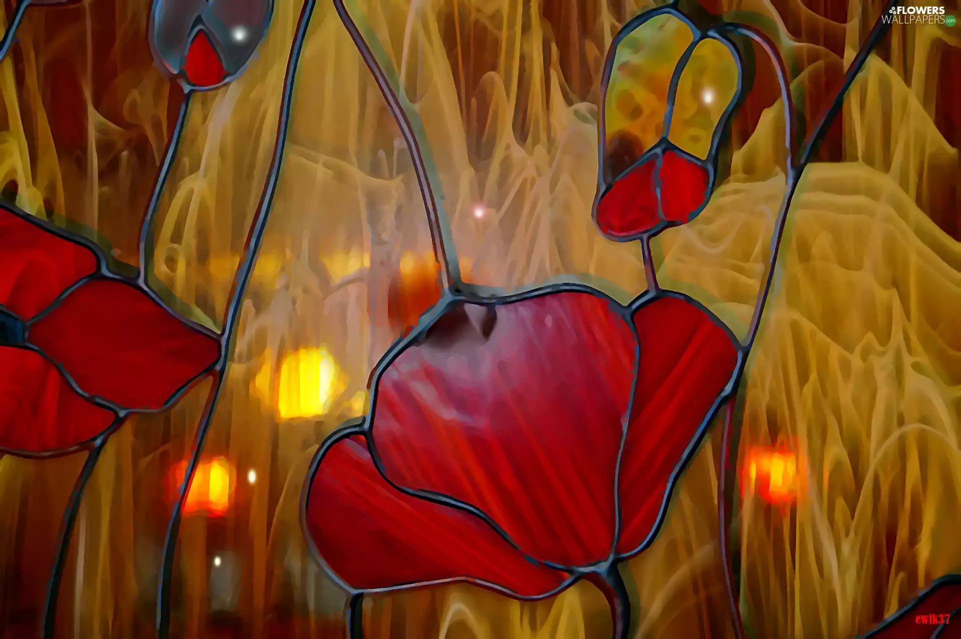 Graphic effects, red weed, stained glass