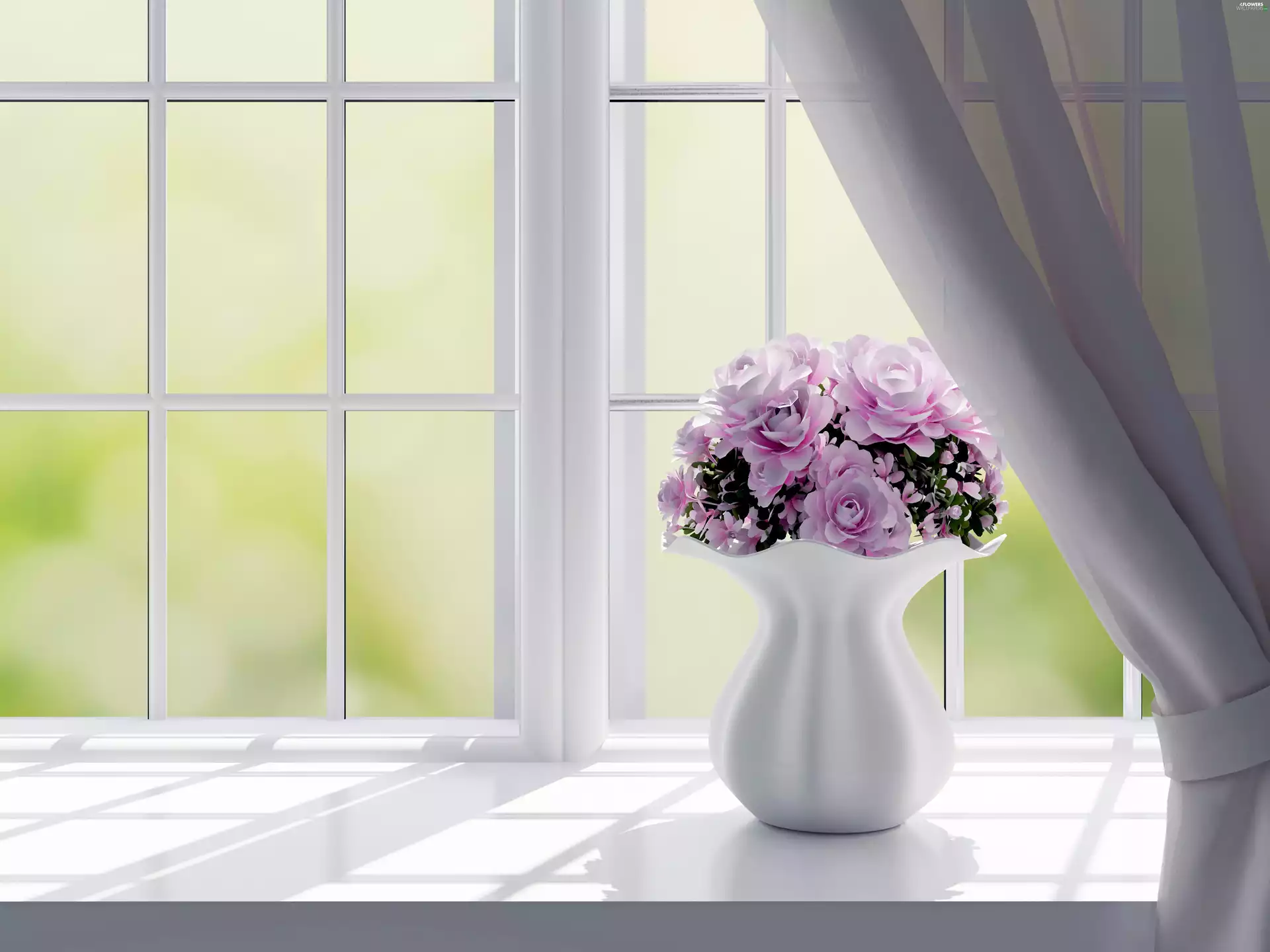 Window, Vase, Flowers