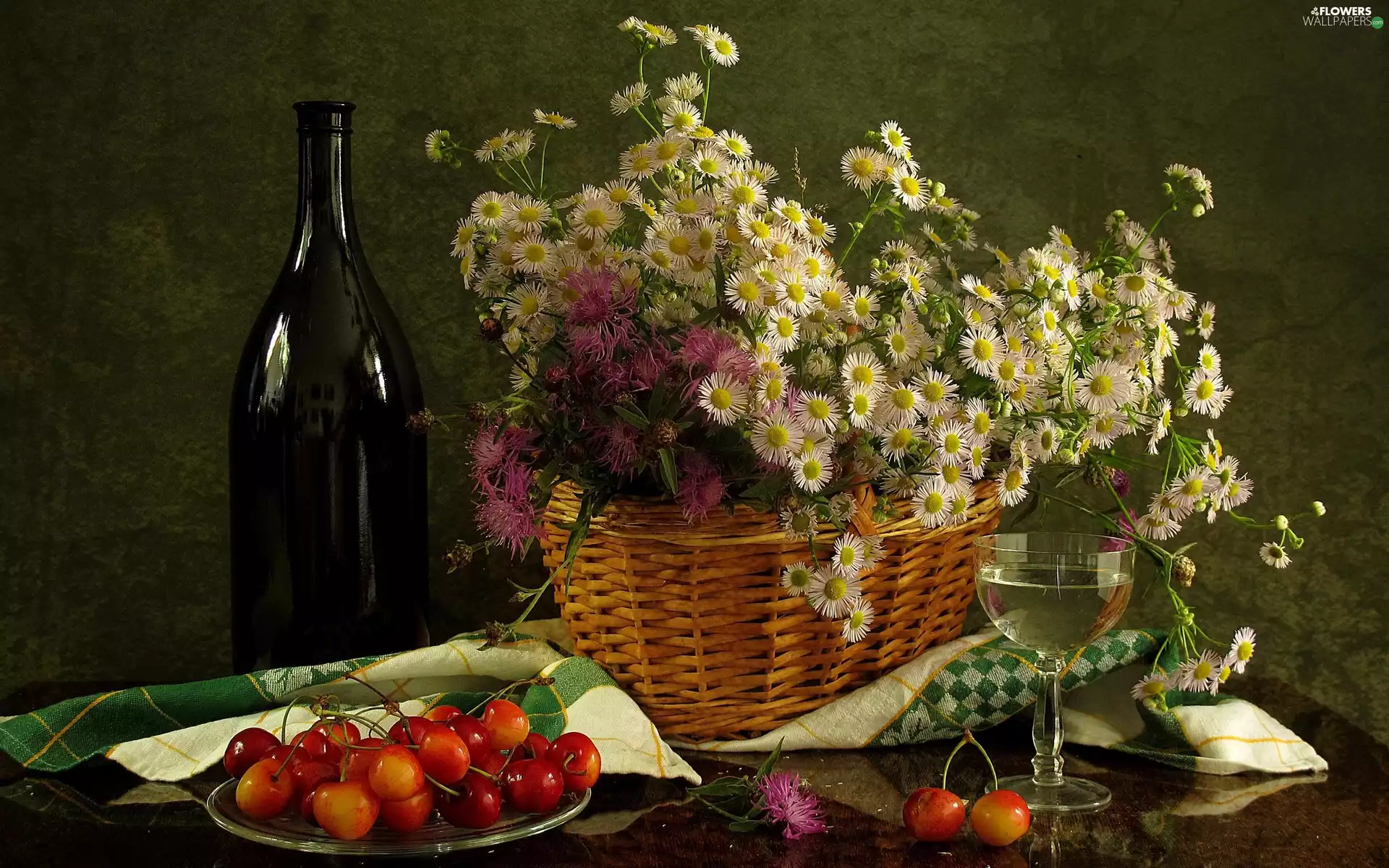 Astra, Bottle, Wine, cherries