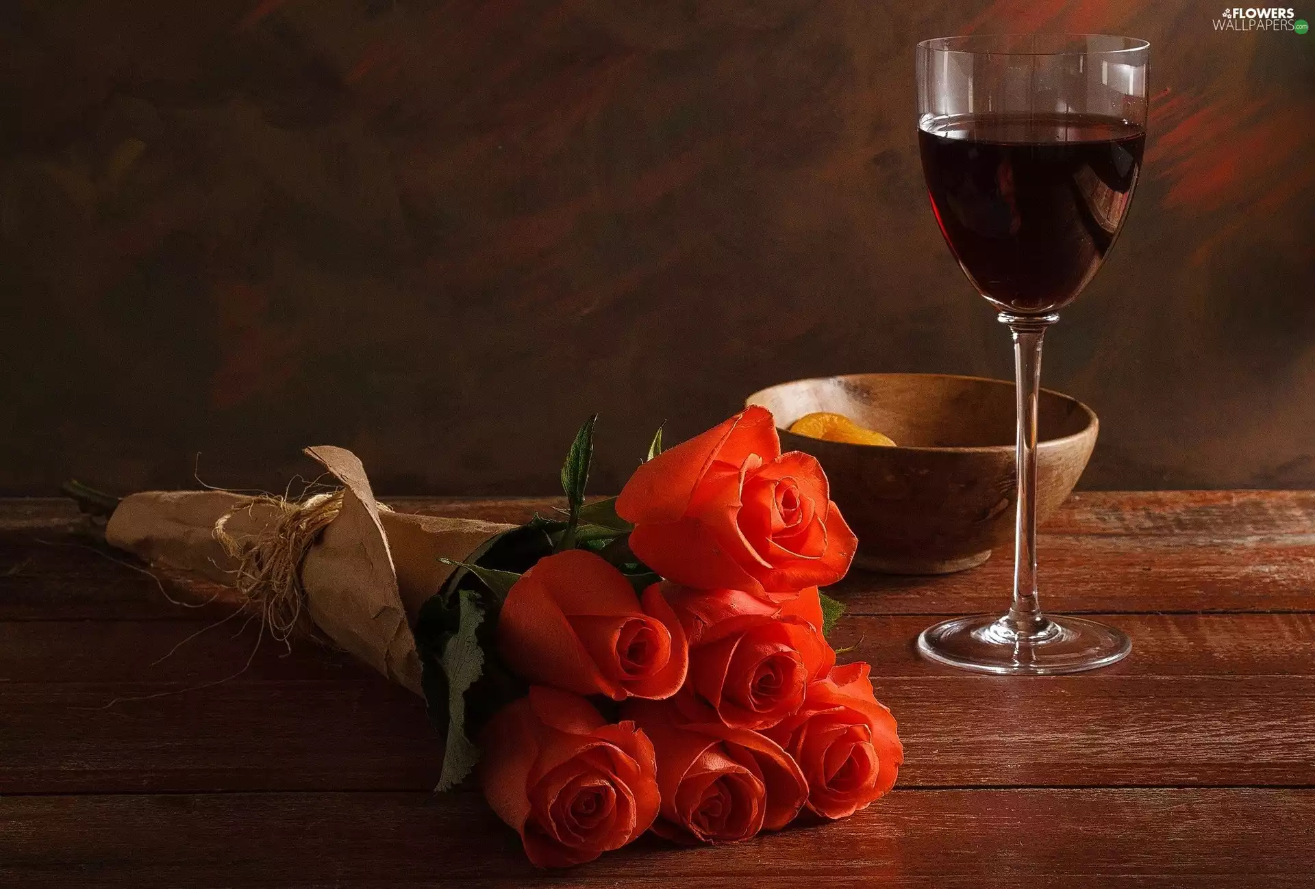 Wine, roses, glass