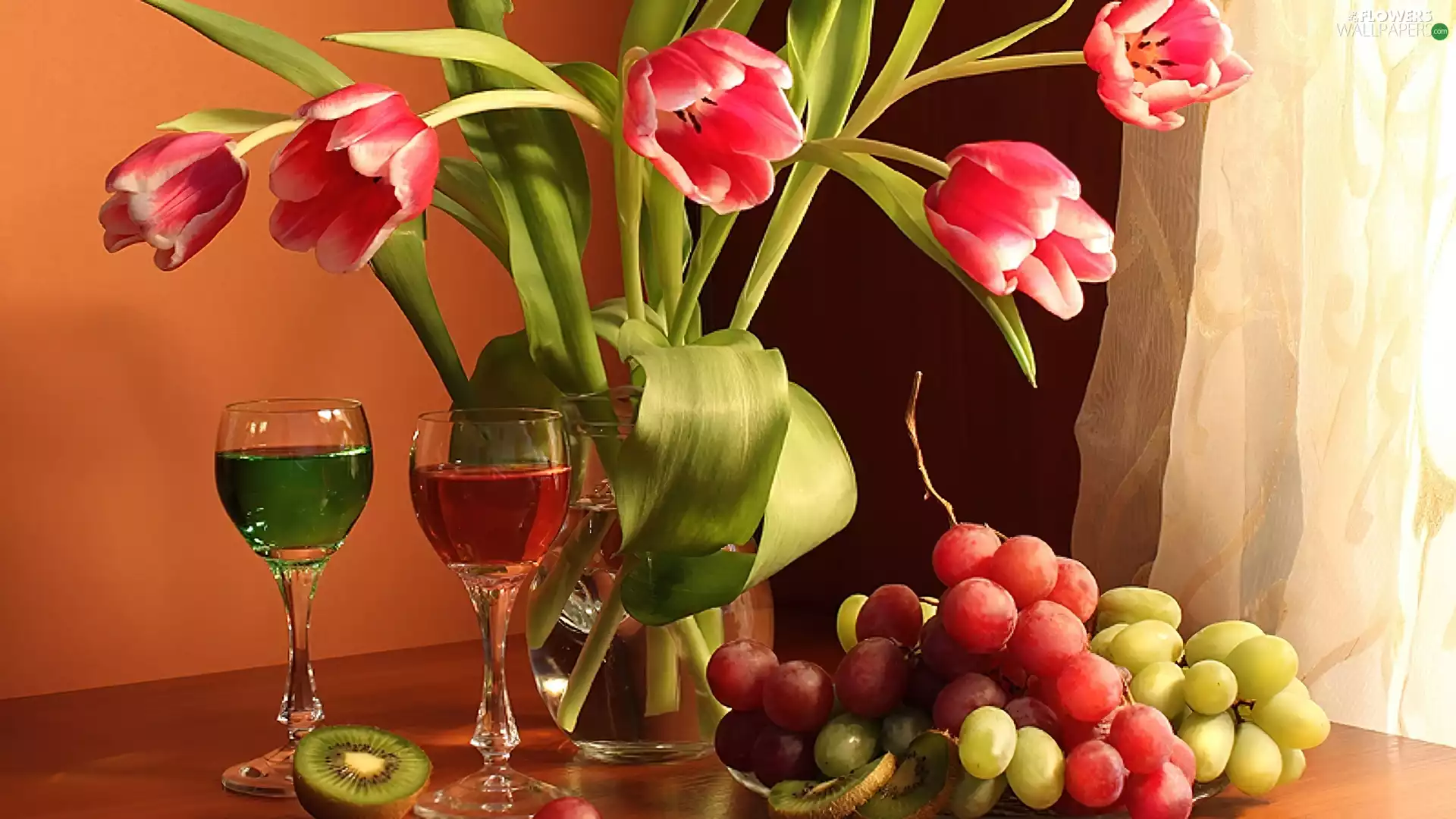 Wine, Tulips, Grapes