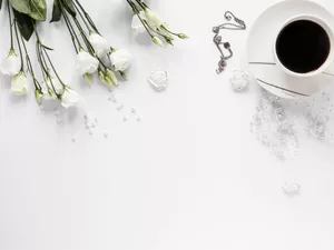 Eustomy, Flowers, White, background, coffee, White