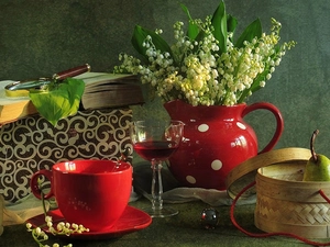 basket, lilies, red hot, china, Book