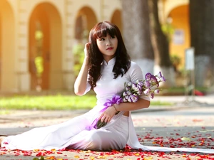 brunette, Eustoma, flakes, bouquet