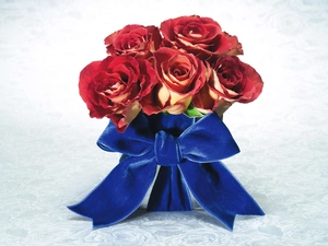 bow, bouquet, rouge