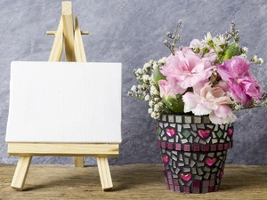 fancy, pot, Flowers, Clove Pink, table