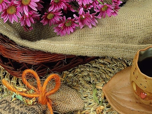 purple, mug, coffee, Chrysanthemums