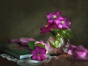 composition, Clematis, Vase