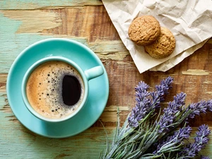 coffee, lavender, Cookies, cup