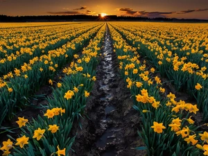 Daffodils, west, sun