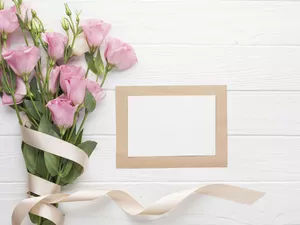 ribbon, Flowers, White, Eustoma, Pink, frame, boarding
