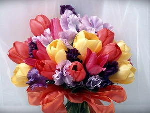 bouquet, peas, Tulips, fragrant