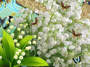 lilies, butterflies