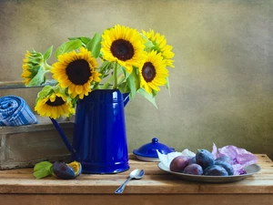 Nice sunflowers, Still, nature, plums