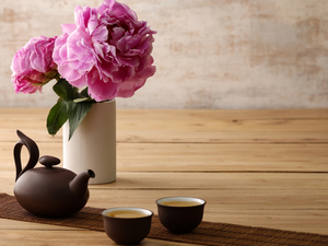 vase, teapot, tea, Peonies