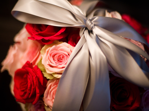 ribbon, bouquet, rouge