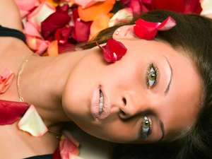 Women, flakes, rose, Head