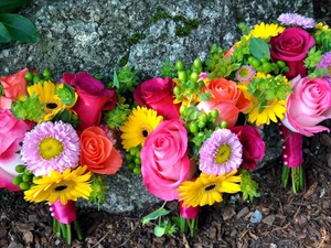 color, flowers, Stone, bouquets