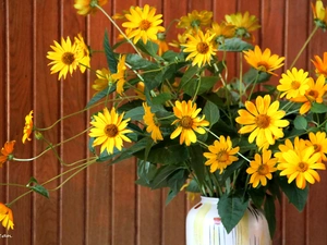 bouquet, flowers, Vase, yellow