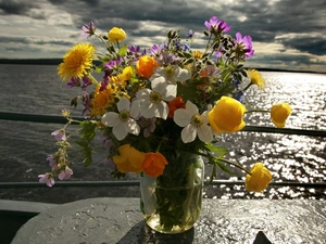 bouquet, wild, Vase, flowers