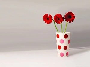 vase, Red, gerberas