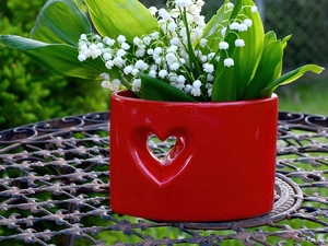 vase, lilies, Red