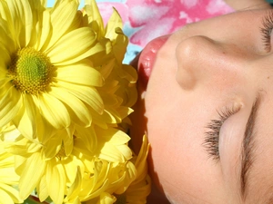 Yellow, face, Womens, daisy